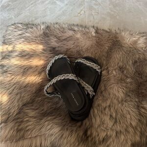 Chic Black Sandals with Silver Accents